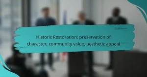 Historic Restoration: preservation of character, community value, aesthetic appeal