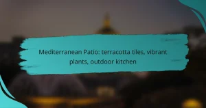 Mediterranean Patio: terracotta tiles, vibrant plants, outdoor kitchen