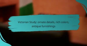 Victorian Study: ornate details, rich colors, antique furnishings